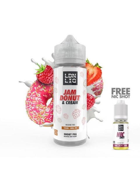 LDN LIQ Jam Donut & Cream 100ml Short Fill E-Liquid